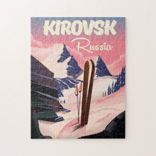 Kirovsk Russia ski travel poster Jigsaw Puzzle
