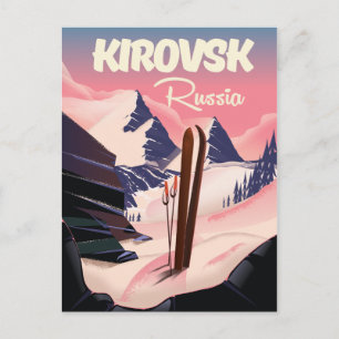 Kirovsk Russia ski travel poster Postcard