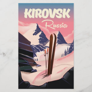 Kirovsk Russia ski travel poster Stationery