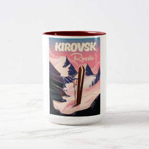 Kirovsk Russia ski travel poster Two-Tone Coffee Mug