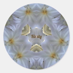 KIRSTY ~ EASTER LILY WHITE RELIGIOUS ~ CLASSIC ROUND STICKER