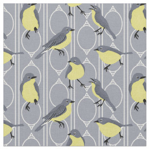 Kirtland's Warblers Bird Lovers Grey and Yellow Fabric