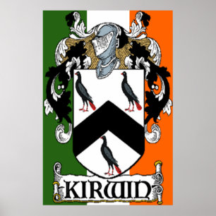 Kirwin Coat of Arms Irish Flag Print