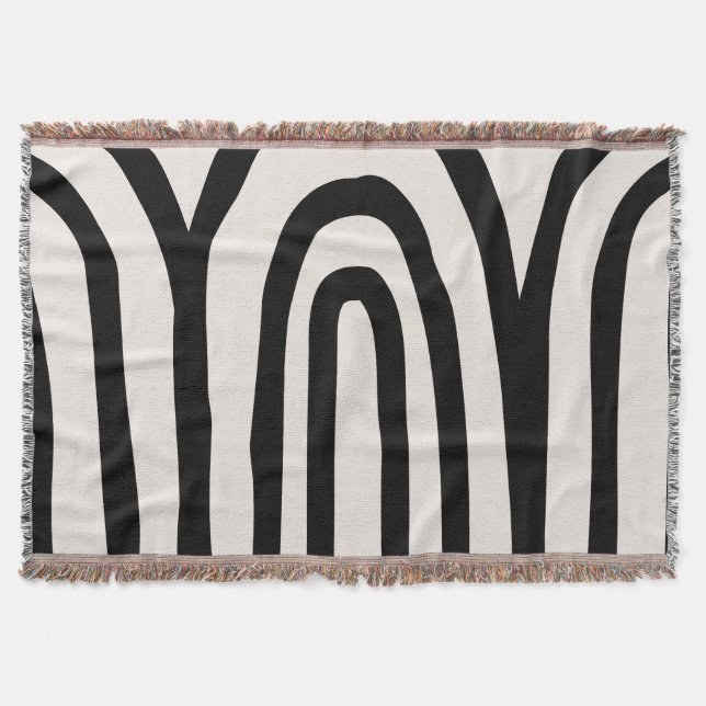 Kismet Black and White Throw Blanket (Front)
