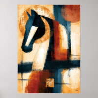 Kiso Uma Solar Profile Japanese Abstract Horse Art
