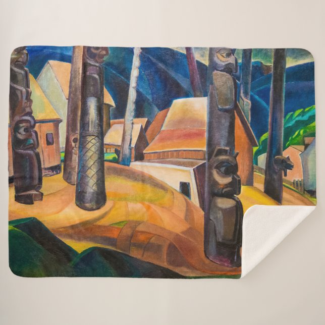 Kispiax Village | Emily Carr | Sherpa Blanket (Front (Horizontal))