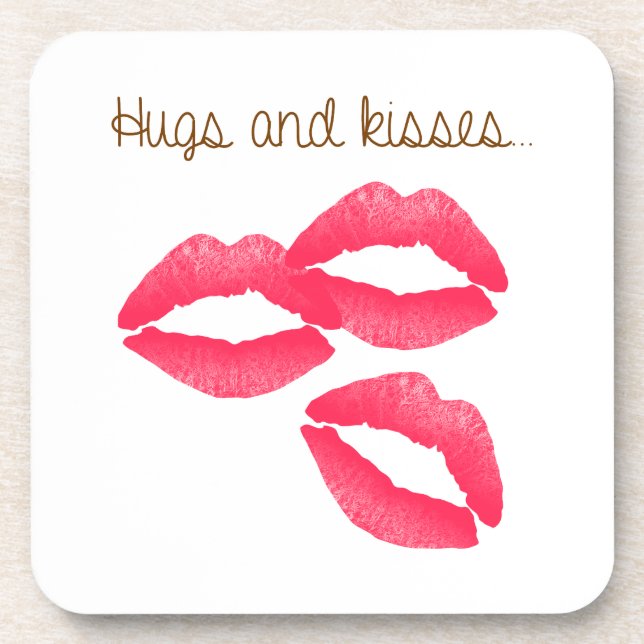 kiss-979167 HUGS AND KISSES LIPS KISS FLIRTING FRI Coaster (Front)