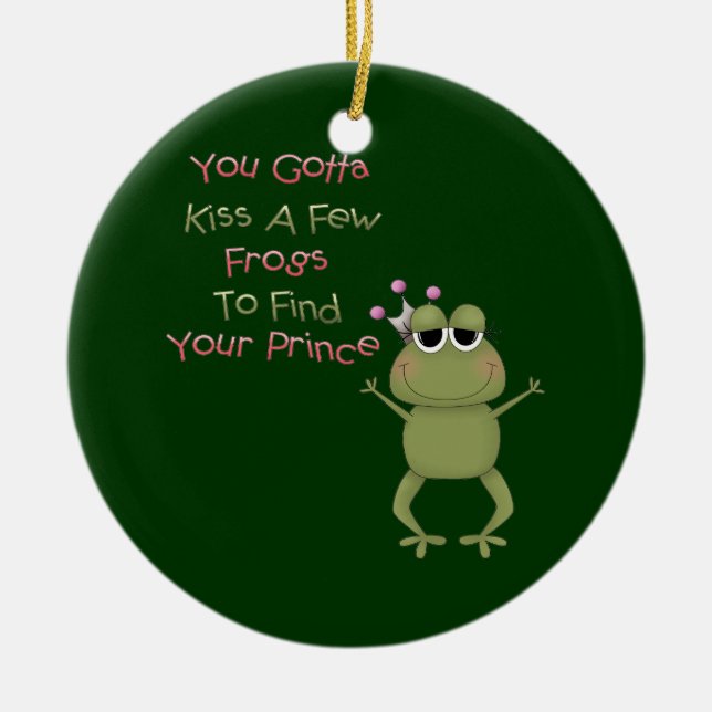 Kiss A Few Frogs Ceramic Tree Decoration (Front)