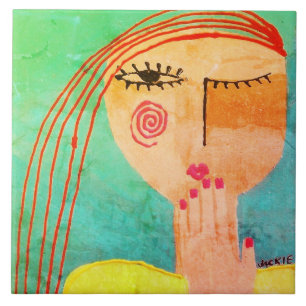 Kiss Abstract Portrait of a Woman Tile