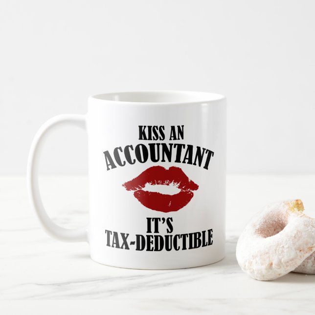 kiss an accountant funny CPA Coffee Mug (With Donut)