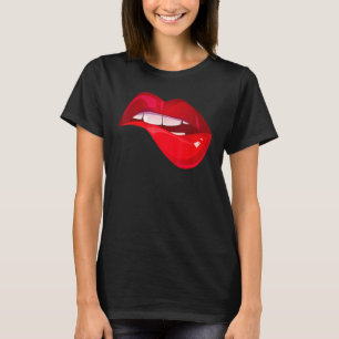 Kiss And Make Up Cool Red Lip Bite Valentines Day T-Shirt