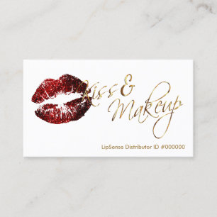 Kiss and Makeup - Cinnamon Red Glitter Lips Business Card