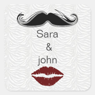 kiss and moustache zebra stripes envelope seal