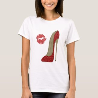 Kiss and Red Lace stiletto T-Shirt