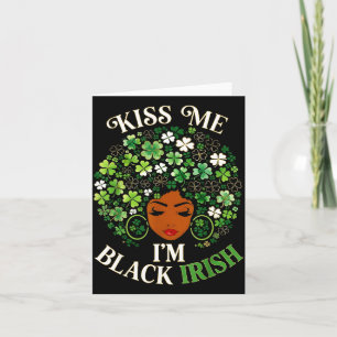Kiss black irish funny st patricks day women afro card