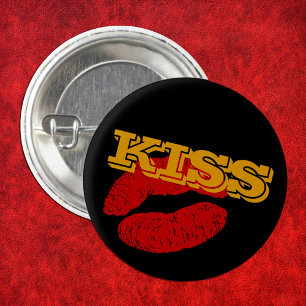 KISS button, Red Lips - Love / Party custom 3 Cm Round Badge