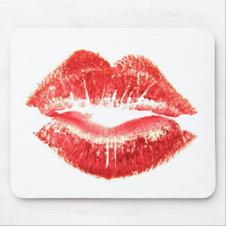Kiss by woman's red lips mouse mat