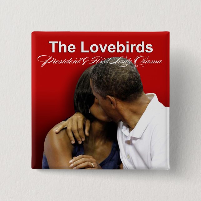 KISS CAM Lovebirds President & First Lady Obama 15 Cm Square Badge (Front)