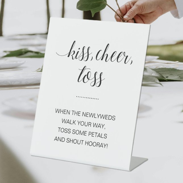 Kiss Cheer Toss Flower Confetti Wedding Pedestal Sign (Creator Uploaded)