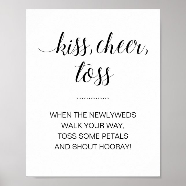 Kiss Cheer Toss Flower Confetti Wedding Sign (Front)