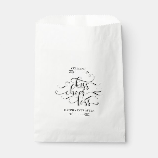 Kiss Cheer Toss - Wedding Aisle Exit Petal Throw Favour Bags (Front)