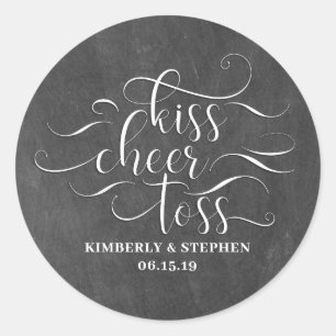 Kiss Cheer Toss Wedding Petals Packing Classic Round Sticker