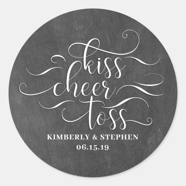 Kiss Cheer Toss Wedding Petals Packing Classic Round Sticker (Front)