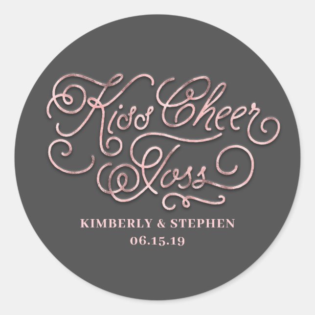 Kiss Cheer Toss Wedding Petals Packing Classic Round Sticker (Front)