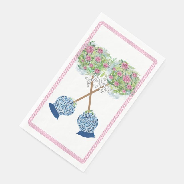 Kiss Cross Topiary Blue and White Ginger Jar Napkin (Corner)