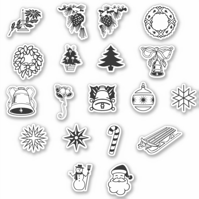 Kiss-Cut Black and White Christmas Themed (Front)