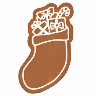 Kiss-Cut Gingerbread Christmas Stocking Cookie Photo Sculpture Decoration