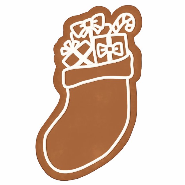Kiss-Cut Gingerbread Christmas Stocking Cookie Photo Sculpture Decoration (Front)