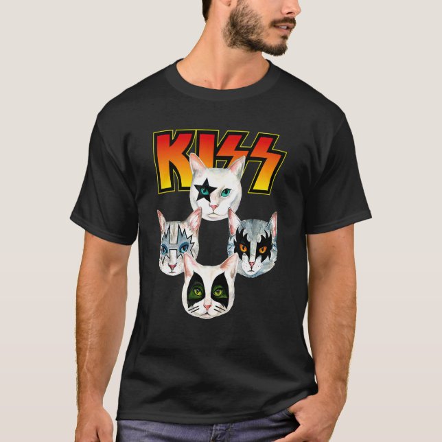 Kiss  Cute Cat Mum Kitten Cats  Rock T-Shirt (Front)