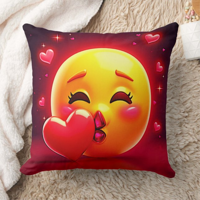 Kiss Emoji: Love and Hearts Art Cushion (Blanket)