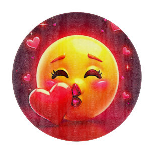 Kiss Emoji: Love and Hearts Art Cutting Board