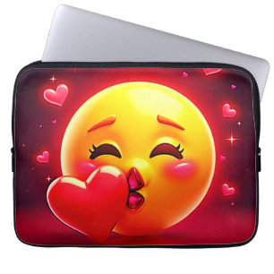Kiss Emoji: Love and Hearts Art Laptop Sleeve