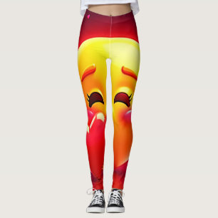 Kiss Emoji: Love and Hearts Art Leggings