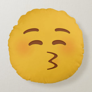 Kiss Emoji Round Cushion