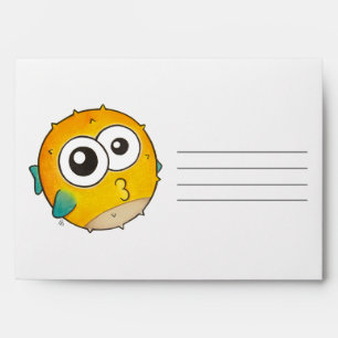 Kiss from a Pufferfish, Cute Yellow Blowfish Envelope