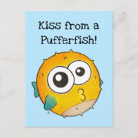 Kiss from a Pufferfish, Cute Yellow Blowfish