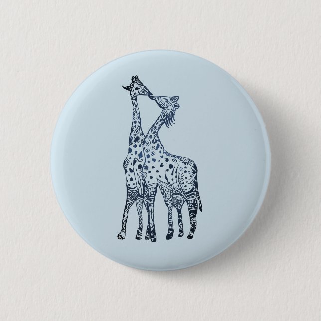 Kiss Giraffes Round Badge (Front)