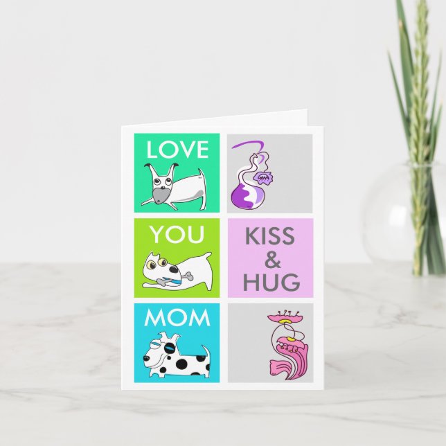 Kiss & Hug Dog Happy Mother's Day Card (Front)