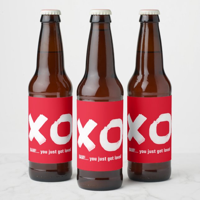 Kiss Hug Red and White Beer Label (Bottles)