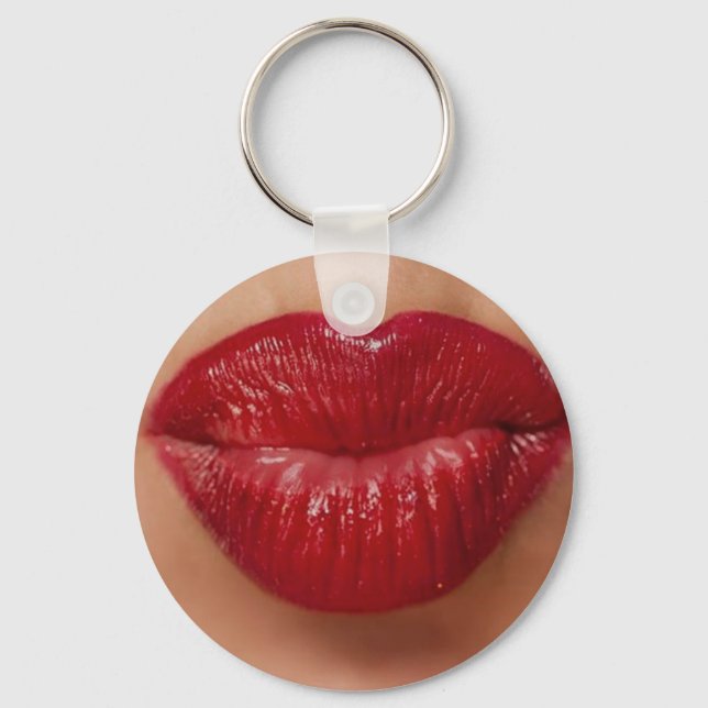 Kiss Kiss Red Lips Love Key Ring (Front)