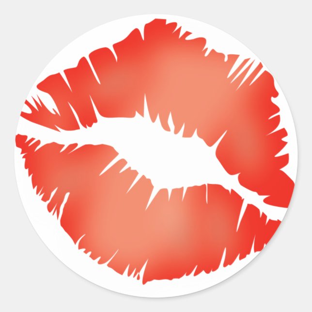'KISS' LIP PRINT CLASSIC ROUND STICKER (Front)
