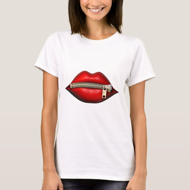 Kiss Lip Zipper Art T-Shirt (Front)