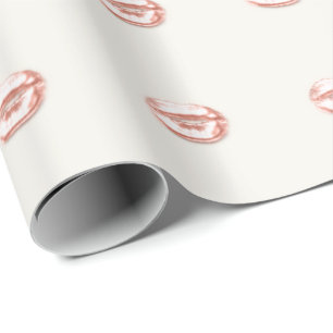 Kiss Lips Bridal 16th Girl Rose Pink Ivory Creamy Wrapping Paper