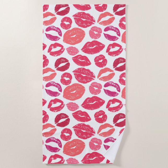 Kiss Lips Love Beach Towel (Front)