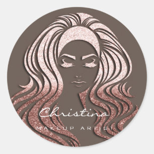 Kiss Lips Makeup Artist Eyelash Hair Salon Rose Classic Round Sticker