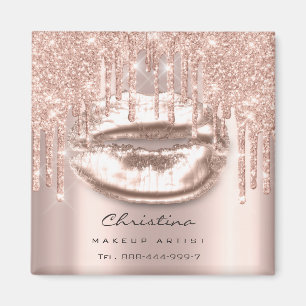 Kiss Lips Makeup Artist Glitter Drips Sparkly Lux Magnet